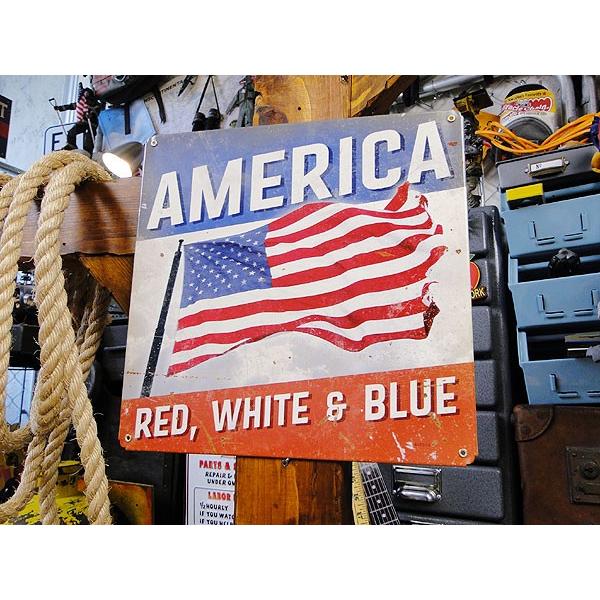 風になびく星条旗　U.S.ヘヴィースチールサイン アメリカ雑貨 アメリカン雑貨