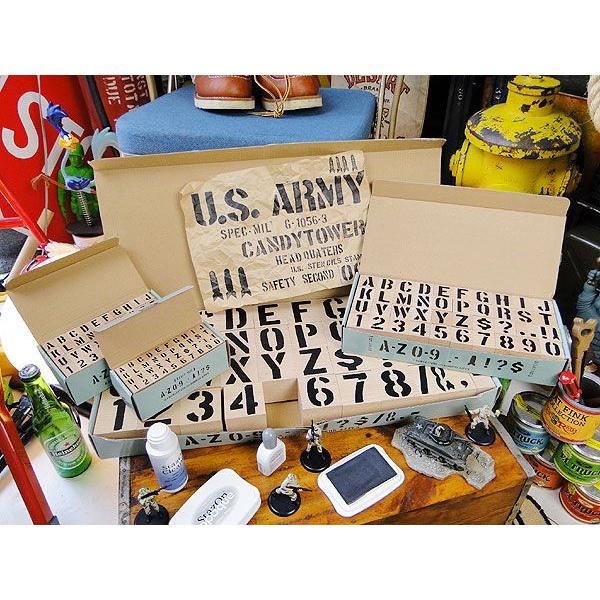 U.S.ミリタリーステンシルスタンプ　（4サイズオールセット）　アメリカ雑貨　アメリカン雑貨