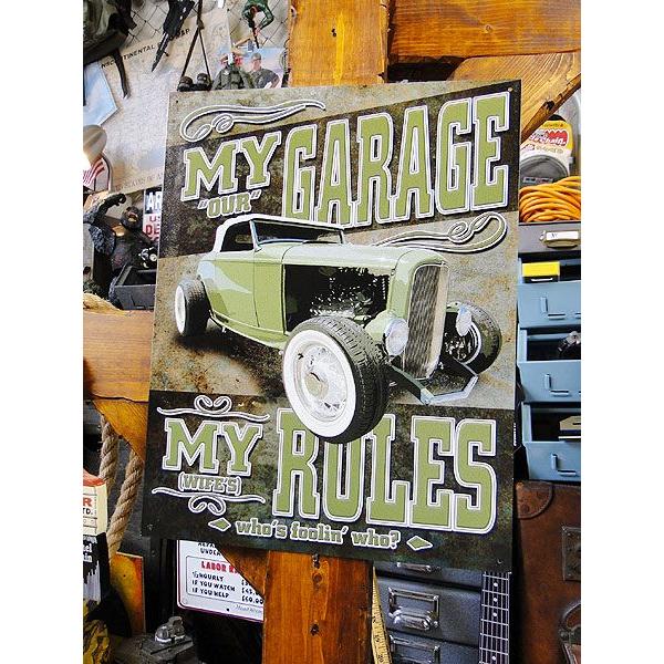 「オレのガレージ最高！」　ブリキ看板　（maybe　not）　アメリカ雑貨　アメリカン雑貨