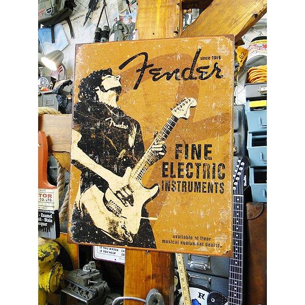 フェンダー　ロックオン　ブリキ看板　■ アメリカン雑貨 アメリカ雑貨