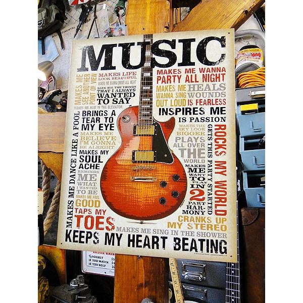 音楽が好きだ！　ミュージック　ブリキ看板　■ アメリカン雑貨 アメリカ雑貨