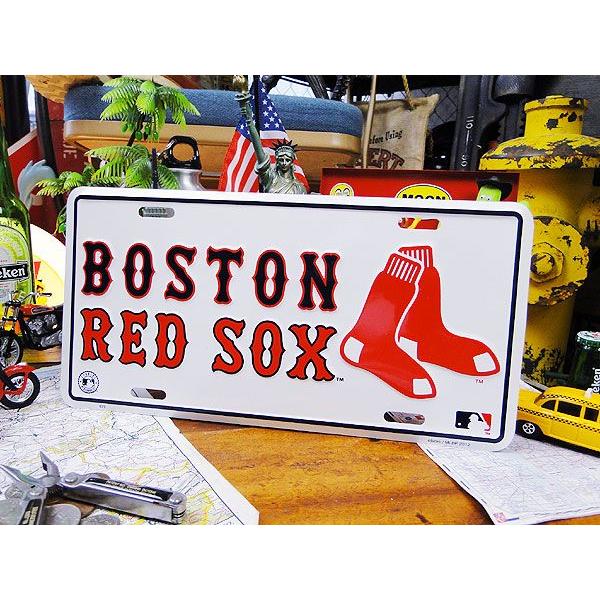アメリカメジャーリーグ　ライセンスプレート　（ボストン・レッドソックス）　アメリカ雑貨　アメリカン雑...