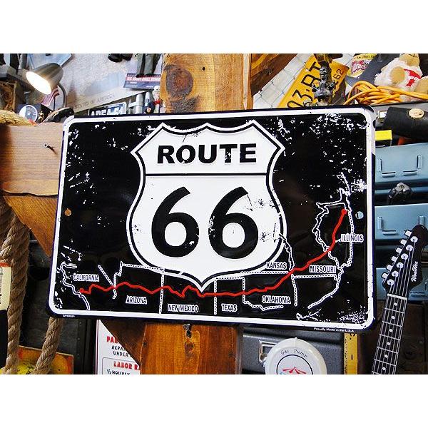 ルート66のロードマップ　ミニブリキ看板 アメリカ雑貨 アメリカン雑貨