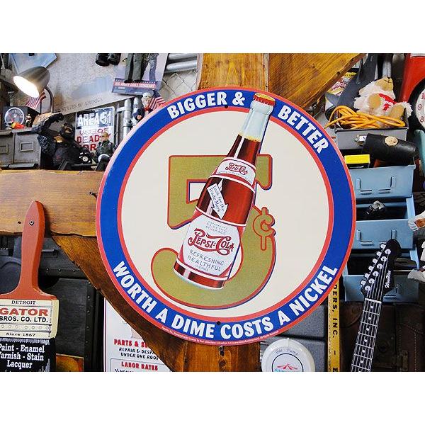 ペプシコーラ 5セント　ラウンド　ブリキ看板 アメリカ雑貨 アメリカン雑貨 サインプレート 壁掛け ...