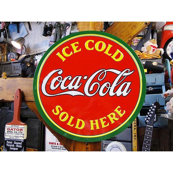 コカ・コーラ クラシックロゴ・ラウンド　エンボス・ティンサイン アメリカ雑貨 アメリカン雑貨 サイン...