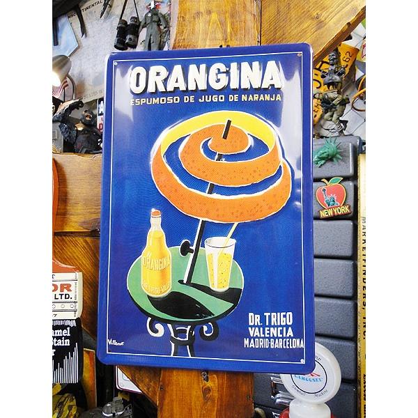 昔のアドバタイジング　3Dメタルサイン　（オランジーナ・パラソル）　アメリカ雑貨　アメリカン雑貨