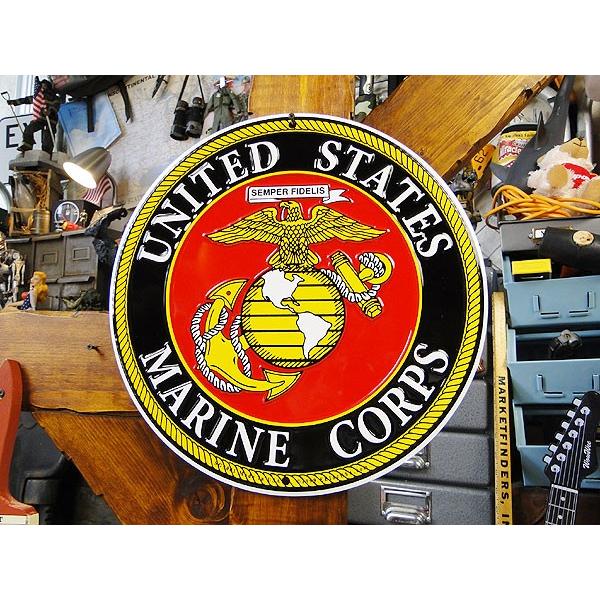 U.S.マリーン　ブリキ看板　（ラウンド）　アメリカ雑貨　アメリカン雑貨