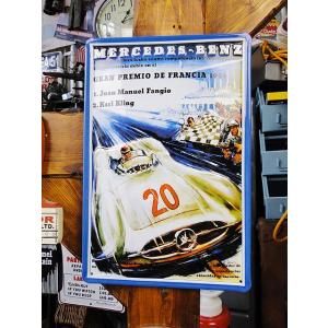 世界の名車＆クラシックカー　3Dメタルサイン　（メルセデスGP　フランシア1954　フランス）　アメ...