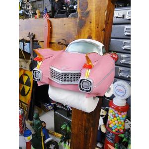 クラシックカー　トイレットペーパーホルダー　（ピンクキャデラック）　アメリカン雑貨　アメリカ雑貨 爆...