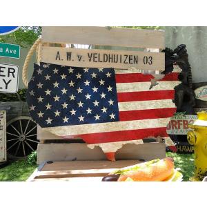 アメリカ合衆国マップ　U.S.ヘヴィースチールサイン　（星条旗バージョン）　アメリカ雑貨　アメリカン...