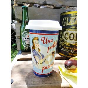 フレンチアメリカン　フタ付きマグカップ　（Miss 50'S）　アメリカン雑貨 アメリカ雑貨