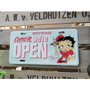 ベティ・ブープ　ライセンスプレート　（ダイナーオープン）　アメリカ雑貨　アメリカンな雑貨屋さん　ミリ...
