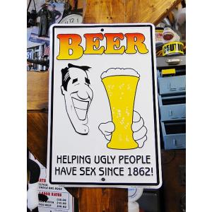 ビールのおかげ　ミニジョーク看板 アメリカ雑貨 アメリカン雑貨 サインプレート ティンサインボード