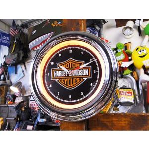 【即納】【在庫あり】　ハーレーダビッドソン　LEDネオンクロック　（バー＆シールド）　■　アメリカン...