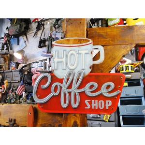 コーヒーショップのエンボス・ティンサイン アメリカ雑貨 アメリカン雑貨 サインプレート ティンサイン...