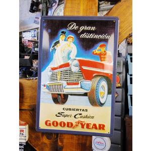 世界の名車＆クラシックカー　3Dメタルサイン　（グッドイヤー/スーパークッション）　アメリカン雑貨　...