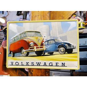 世界の名車＆クラシックカー　3Dメタルサイン　（フォルクス・ワーゲン/ダブルスター）　アメリカン雑貨...