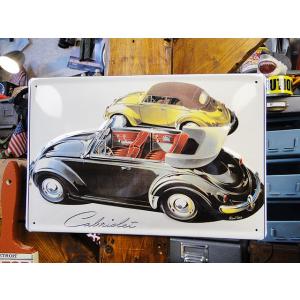 世界の名車＆クラシックカー　3Dメタルサイン　（ビートル・カブリオレ）　アメリカン雑貨　アメリカ雑貨