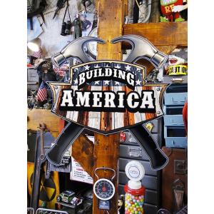 アメリカの建築屋さん　クロスハンマー　U.S.ヘヴィースチールサイン　アメリカ雑貨　アメリカン雑貨