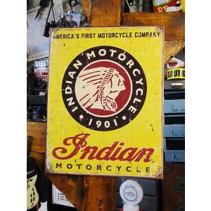 インディアンモーターサイクル　ブリキ看板　（Since 1901）　■ アメリカン雑貨 アメリカ雑貨