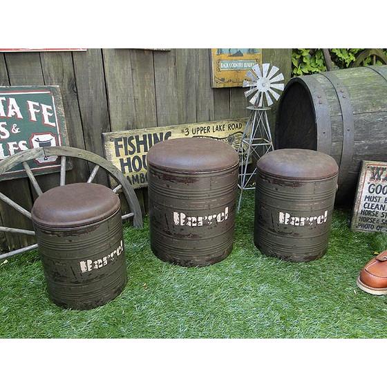 　廃墟のドラム缶フリーボックス　3個セット　（カーキグリーン）　アメリカン雑貨