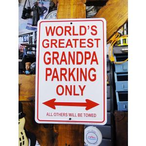「世界一ステキなおじいちゃんの専用駐車場」　ミニブリキ看板　アメリカン雑貨 アメリカ雑貨