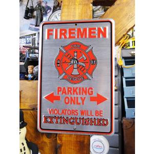 ファイヤーマン専用駐車場　ミニブリキ看板　アメリカン雑貨 アメリカ雑貨