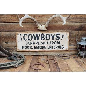 カウボーイに告ぐ！　木製看板　アメリカ雑貨 アメリカン雑貨