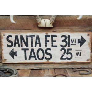 サンタフェまで31マイル　木製看板　アメリカ雑貨 アメリカン雑貨