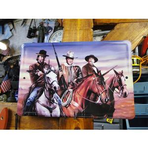 西部劇3大スター夢の共演　ミニブリキ看板　アメリカン雑貨　アメリカ雑貨