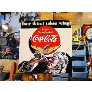 コカ・コーラ　エンボスティンサイン　（アヴィエイターマン）　アメリカ雑貨　アメリカン雑貨
