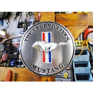 マスタングロゴ　ラウンドブリキ看板　アメリカ雑貨　アメリカン雑貨