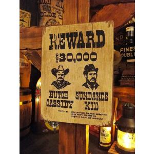 西部のお尋ね者ポスター　木製看板　（ブッチ・キャシディ）　アメリカ雑貨　アメリカン雑貨
