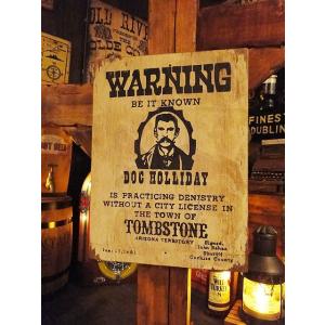 西部のお尋ね者ポスター　木製看板　（ドッグ・ホリデー）　アメリカ雑貨　アメリカン雑貨