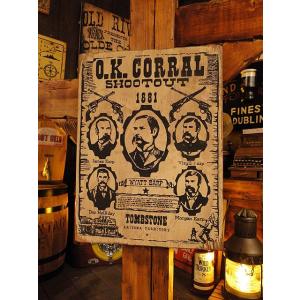 西部のお尋ね者ポスター　木製看板　（OK牧場の決闘）　アメリカ雑貨　アメリカン雑貨