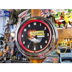 【即納】【在庫あり】 フッカーヘッダー　ガレージネオンクロック　アメリカ雑貨　アメリカン雑貨