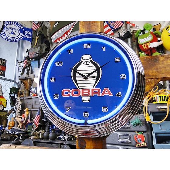【即納】【在庫あり】　ガレージネオンクロック　（コブラ）　アメリカン雑貨 アメリカ雑貨