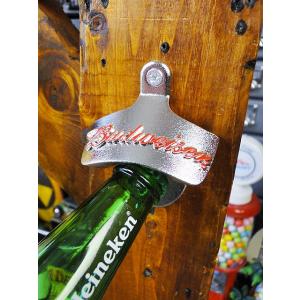 栓抜き 壁面 メタルウォールマウント ボトルオープナー バドワイザー