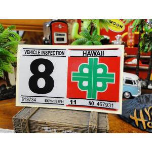 ハワイの車検バンパーステッカー　レプリカ（8月）　アメリカ雑貨 アメリカン雑貨｜candytower
