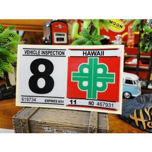 ハワイの車検バンパーステッカー　レプリカ　（8月）　アメリカン雑貨 アメリカ雑貨
