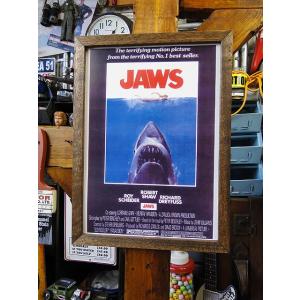 ポスターフレーム　（ジョーズ）　ポスター＆木製フレームのセット ■ アメリカン雑貨 アメリカ雑貨