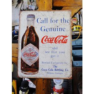 コカ・コーラ　ブリキ看板　（Call for Genuine）　アメリカ雑貨　アメリカン雑貨
