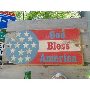 ゴッドブレス・アメリカ　木製看板　アメリカ雑貨　アメリカン雑貨