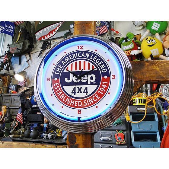 【即納】【在庫あり】　ガレージネオンクロック　（ジープ）　アメリカン雑貨 アメリカ雑貨