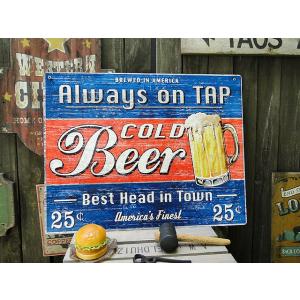 ド迫力！特大サイズ看板　コールドビアー　U.S.ヘヴィースチールサイン　XLサイズ 　アメリカ雑貨　...