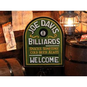 ジョー・デービス・ビリヤード　木製看板 ■ アメリカン雑貨 アメリカ雑貨 ウッドサイン