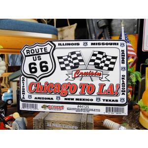 ルート66　ステッカー　Lサイズ　（CHICAGO TO LA !）　アメリカ雑貨　アメリカン雑貨