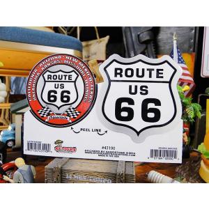 ルート66　ステッカー　Lサイズ　（シールド＆ラウンド）　アメリカ雑貨　アメリカン雑貨
