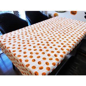 【即納】【在庫あり】ハロウィン　パンプキンテーブルクロス　200cm×90cm　（ホワイト）　■　パ...