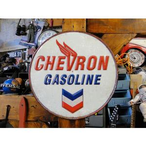 シェブロン　ガソリン　ラウンド型エンボスティンサイン　アメリカ雑貨 アメリカン雑貨
